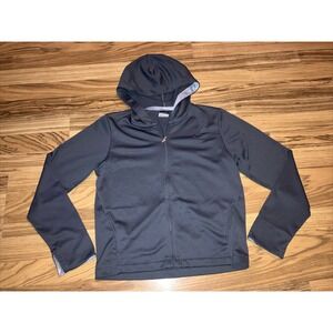 NIKE Women's sz Small P Lightweight Gray Knit‎ Hooded Jacket Y2K